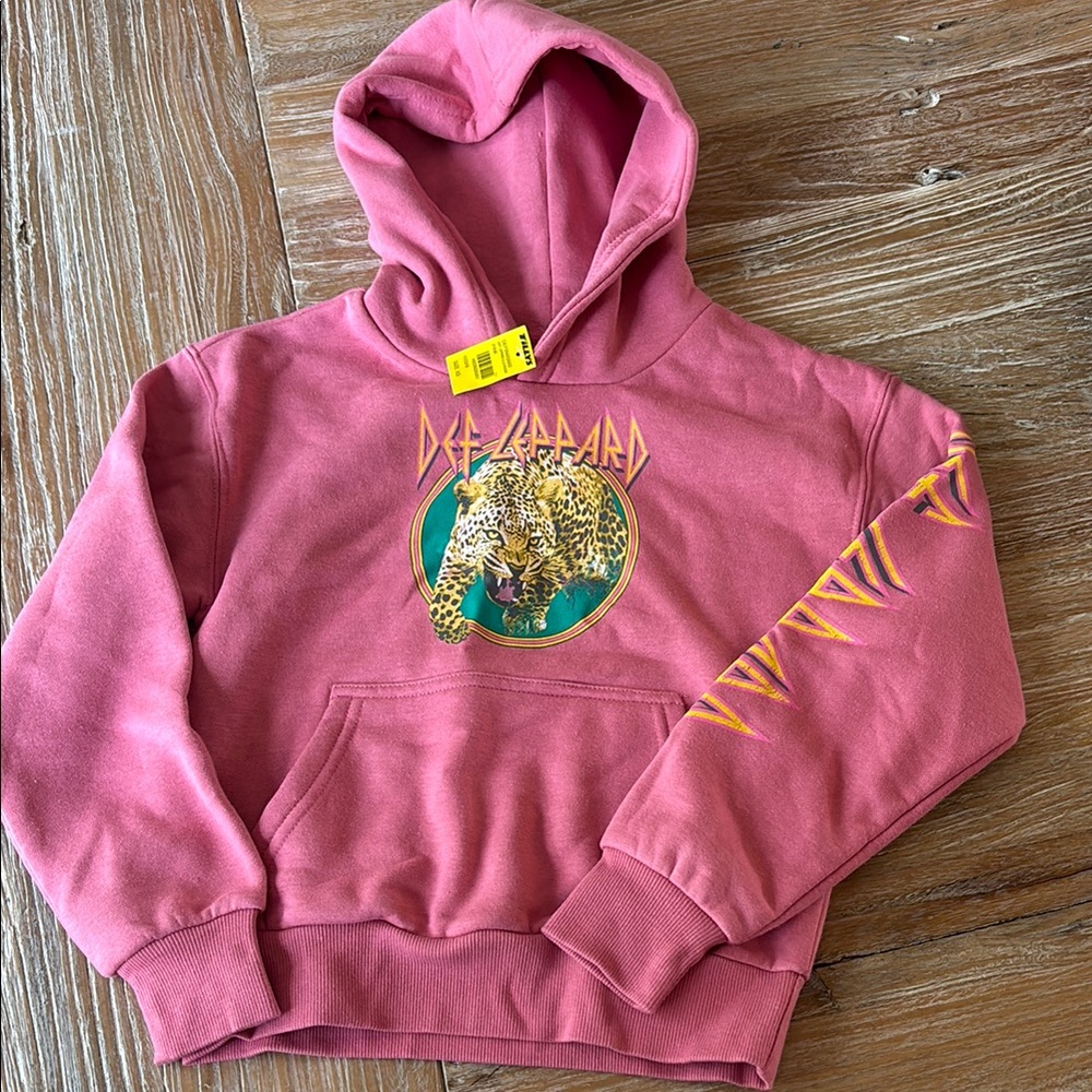 Pink Def Leppard Hoodie with Graphic